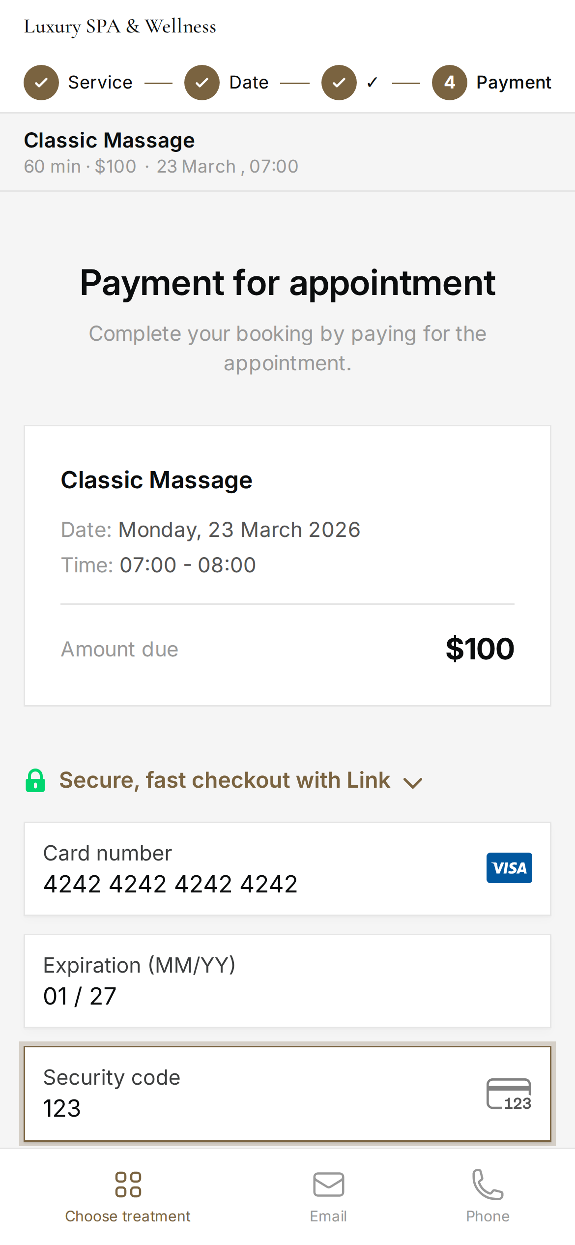 Guest paying for treatment
