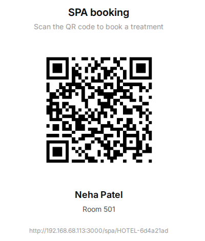QR code — guest scans to book