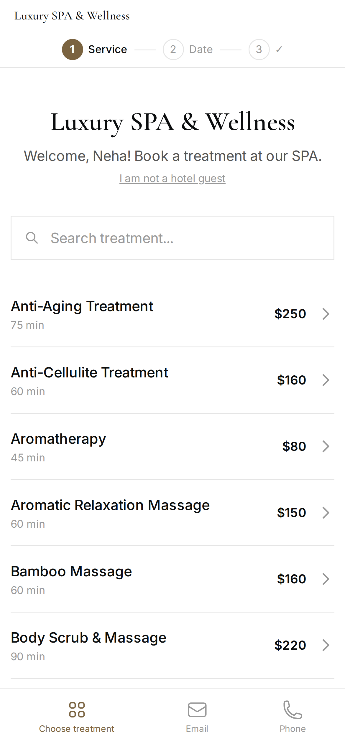 Guest browsing treatments