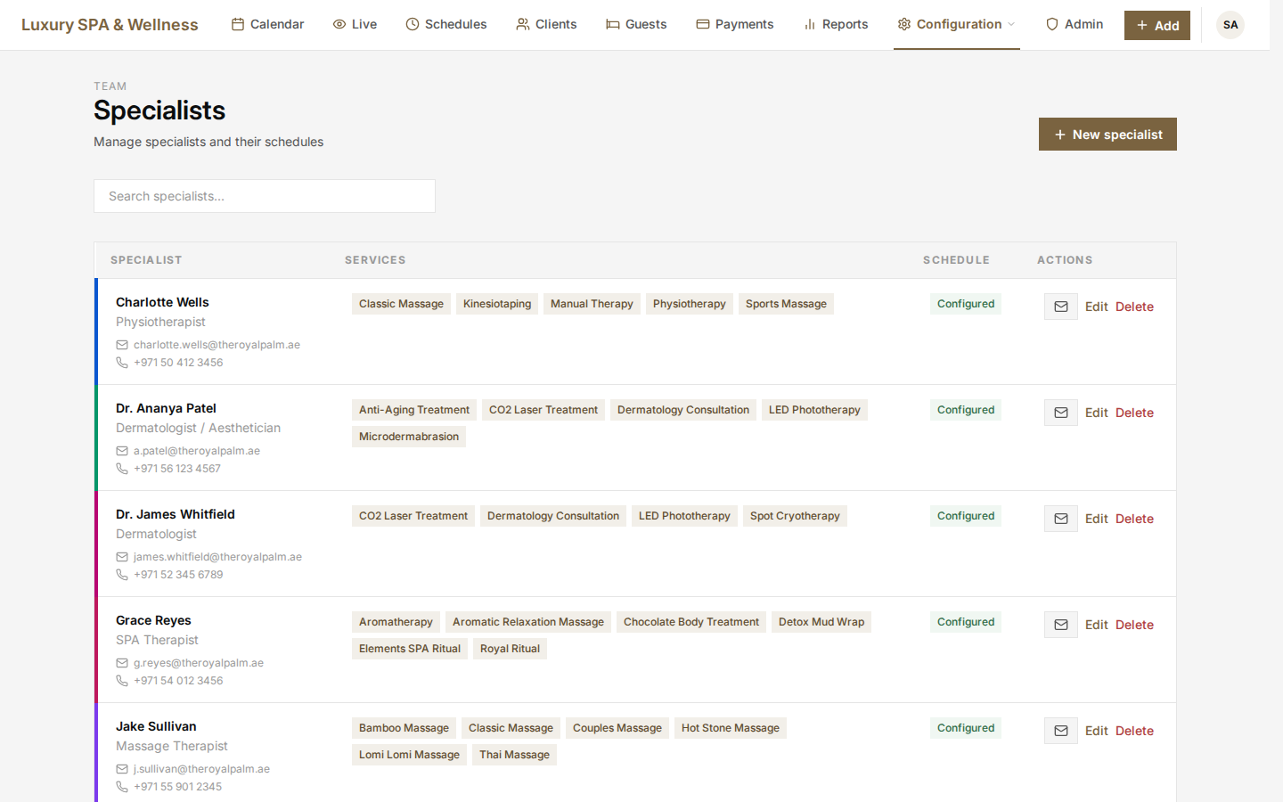 AURI — specialist management and schedules