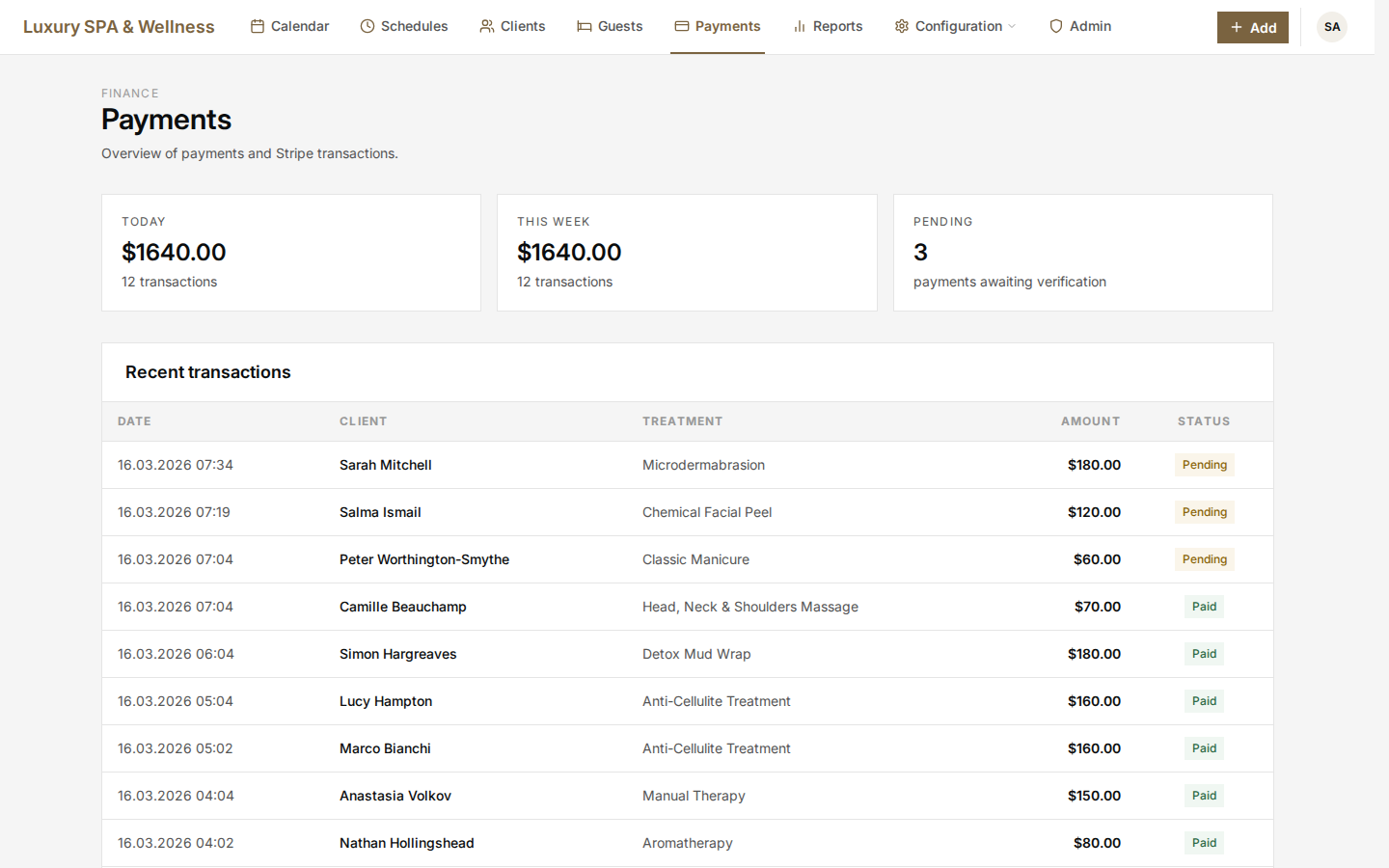 AURI — payment overview and transactions