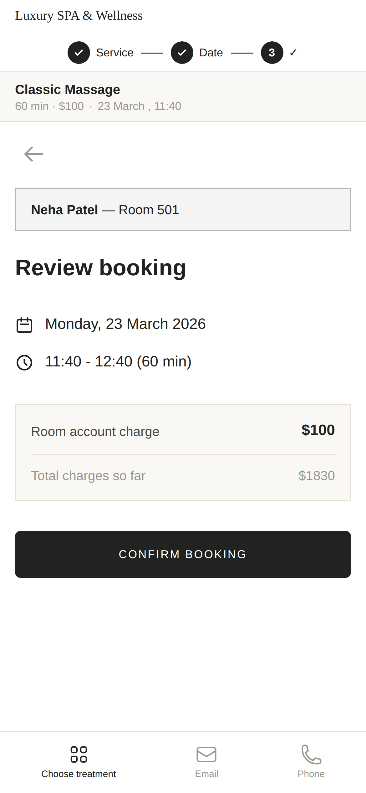 White-label booking — minimal elegant theme